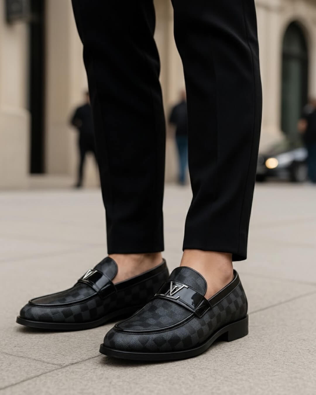 Designer Check Pattern Loafers – LV Edition